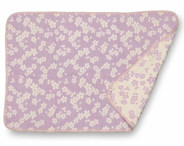 コットンジャカード織 五重ガーゼハーフケット 約100×140cm パープル色 FNG-008 [3241]