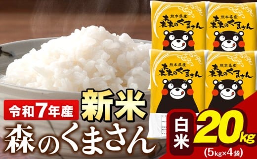 令和7年産 新米 森のくまさん 20kg 5kg × 4袋 白米 熊本県産 単一原料米 森くま《7-14日以内に出荷予定(土日祝除く)》送料無料