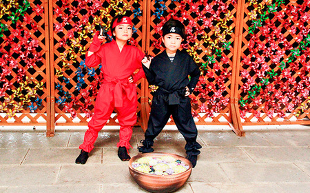 No.476 忍城NINJA体験【撮影付き】・ヴェールカフェでカフェタイム3名様