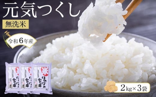 ＜令和6年産新米＞元気つくし無洗米2kg×3袋 令和6年産【無洗米 精米 ご飯 ごはん 米 お米 元気つくし ブランド  備蓄米 便利 筑前町産 旬 おにぎり お弁当 食品 筑前町ふるさと納税 ふるさと納税 筑前町 福岡県 送料無料  AB010】