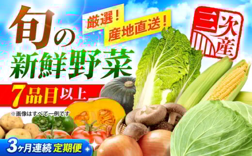 【全3回定期便】厳選！農夫のお野菜セット 旬の野菜 7品目以上 詰め合わせ 野菜セット 新鮮 食材 三次市/布野特産センター [APBA015]