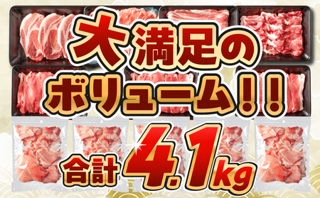 【5月末までにお届け】数量限定 豚肉 6種 盛り合わせ セット 合計4.1kg 豚 小分け 豚バラ 豚ロース 豚こま 国産 食品 人気 おかず 焼肉 しゃぶしゃぶ 豚丼 食べ比べ 料理に大活躍 使い勝