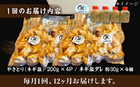 【12回定期便】本格炭火焼 やきとり パラちゃん 塩 250g×4パックセット/すみまる[UDH067]