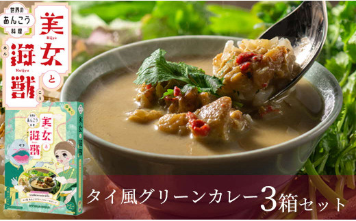 美女と海獣 タイ風あんこうグリーンカレーのスープ　3箱セット 惣菜 加工品 スープ スープカレー グリーンカレー あんこう 【145_1913】