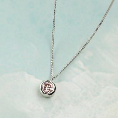 ふるさと納税 大津市 プラチナ900【0.2ct ラボピンクダイヤモンドネックレス】ふくりん留め 優しい輝き ペンダント |  | 01