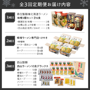 【定期便 3ヶ月】札幌市厳選！定期便～ラーメン食べ比べ～｜味噌 醤油 塩 セット 北海道 札幌市