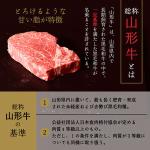 【冷蔵便】山形牛 A5ランク  ヒレ肉  150ｇ×3枚 赤身 牛肉 ステーキ　099-D-NK016