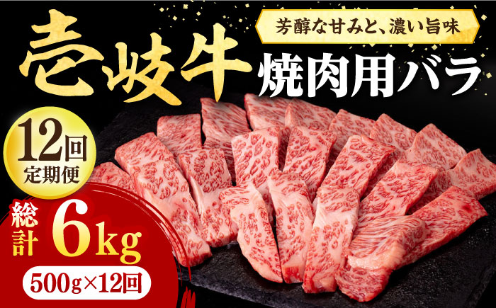 【全12回定期便】 壱岐牛 焼肉用 バラ（カルビ）500g《壱岐市》【株式会社イチヤマ】 肉 牛肉 焼肉 バラ カルビ BBQ [JFE046] 348000 348000円