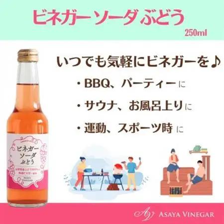 山梨産ぶどう100%の熟成ビネガーで造った!そのまま飲める「ビネガーソーダぶどう6本セット」【1518345】