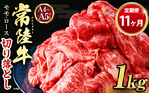 【定期便 11ヶ月】【常陸牛】切り落とし1kg