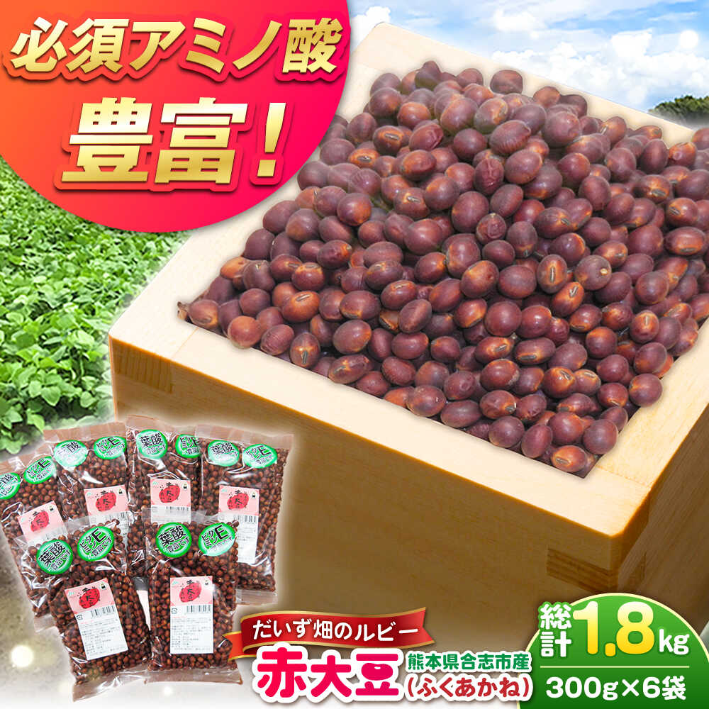 【ふるさと納税】熊本県産 赤大豆（品種 ふくあかね）300g×6袋 【一般社団法人クラッシーノこうし】[AYAB048] 大豆 だいず ダイズ 熊本県産 熊本 合志市 赤大豆 ふくあかね アントシアニン イソフラボン 送料無料