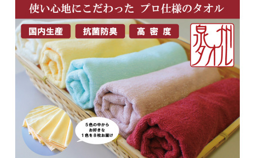 泉州タオル 無蛍光 抗菌 カラータオル 選べる1色 8枚入り 240匁 ( オフホワイト ) ｜ 綿100％ 国内生産 抗菌防臭 高密度 ｜ タオル フェイスタオル カラー 色 バリエーション 白色 ホワイト 白 無地 シンプル 洗顔 家庭用 来客用 大阪府 阪南市