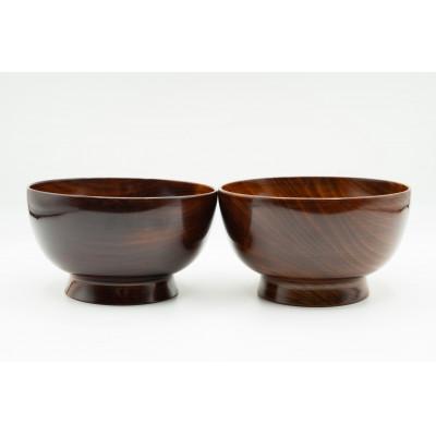 ふるさと納税 南木曽町 伝統工芸品 南木曽ろくろ細工 木曽の溜塗漆 飯碗(茶碗)2個