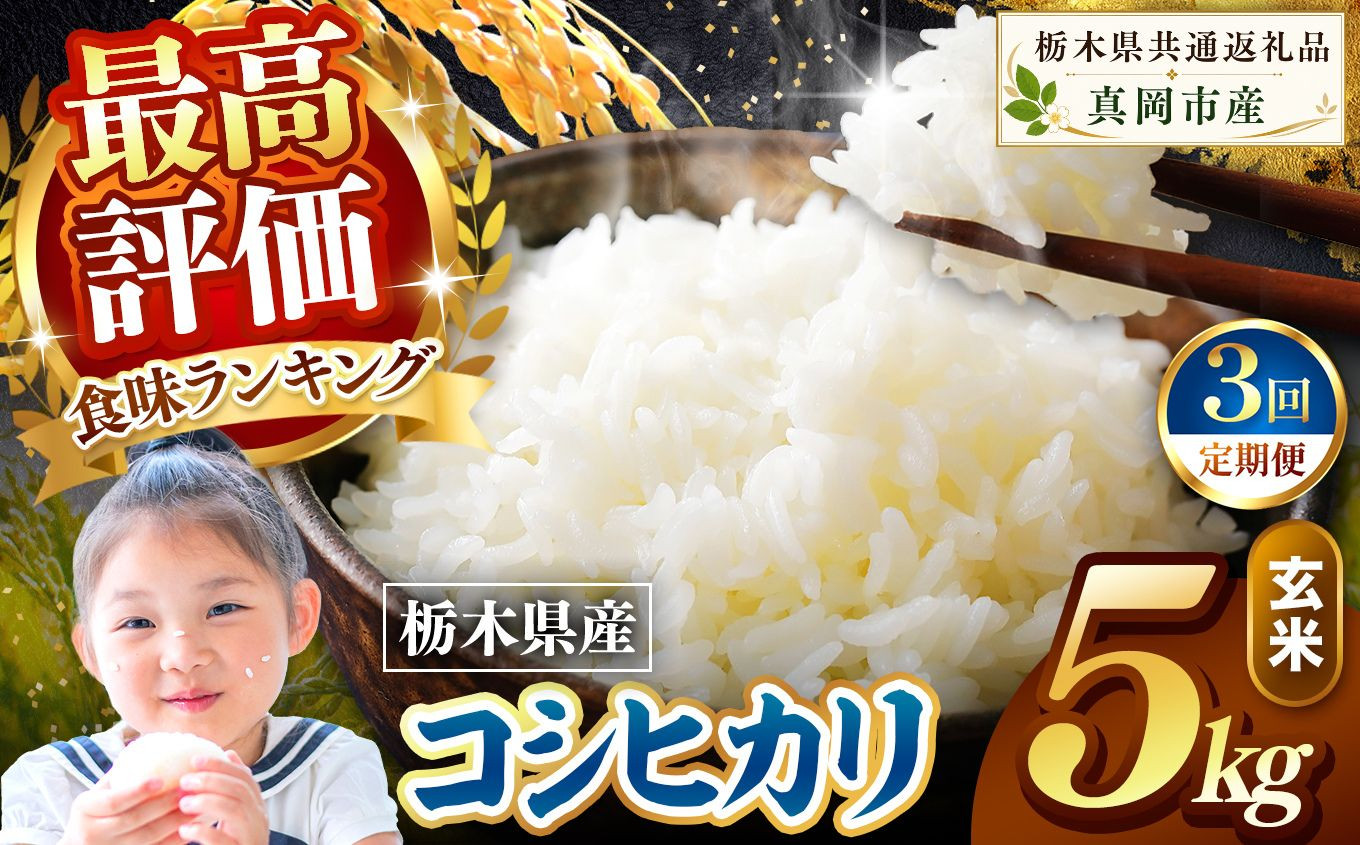 【定期便3回】栃木県産 こしひかり 玄米 5kg 2026年 先行予約 新米 | 栃木県 矢板市 【3回】 こしひかり 5kg | 34800円