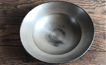 蜂谷 隆之 作 リム鉢 6寸 錫根来 漆器 工芸品 木製 食器 河津町 和食器 漆塗り