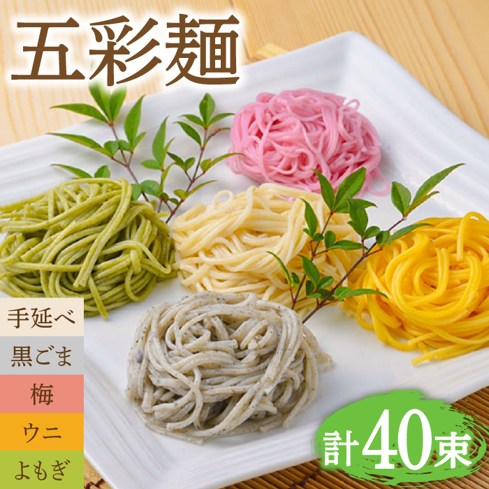 五彩麺 セット 40束 / そうめん 素麺 黒ごま 梅 うに よもぎ / 麺 乾麺 食べ比べ 詰め合わせ カラフル / 南島原市 / のうち製麺 [SAF019]