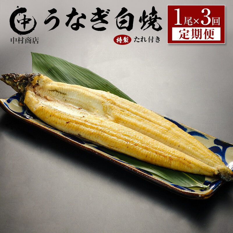 【ふるさと納税】＜3回定期便＞国産 うなぎ 白焼 有頭 1尾（181～215g）×3か月 計543g以上 たれ付き 宮崎県産 鰻 中村商店