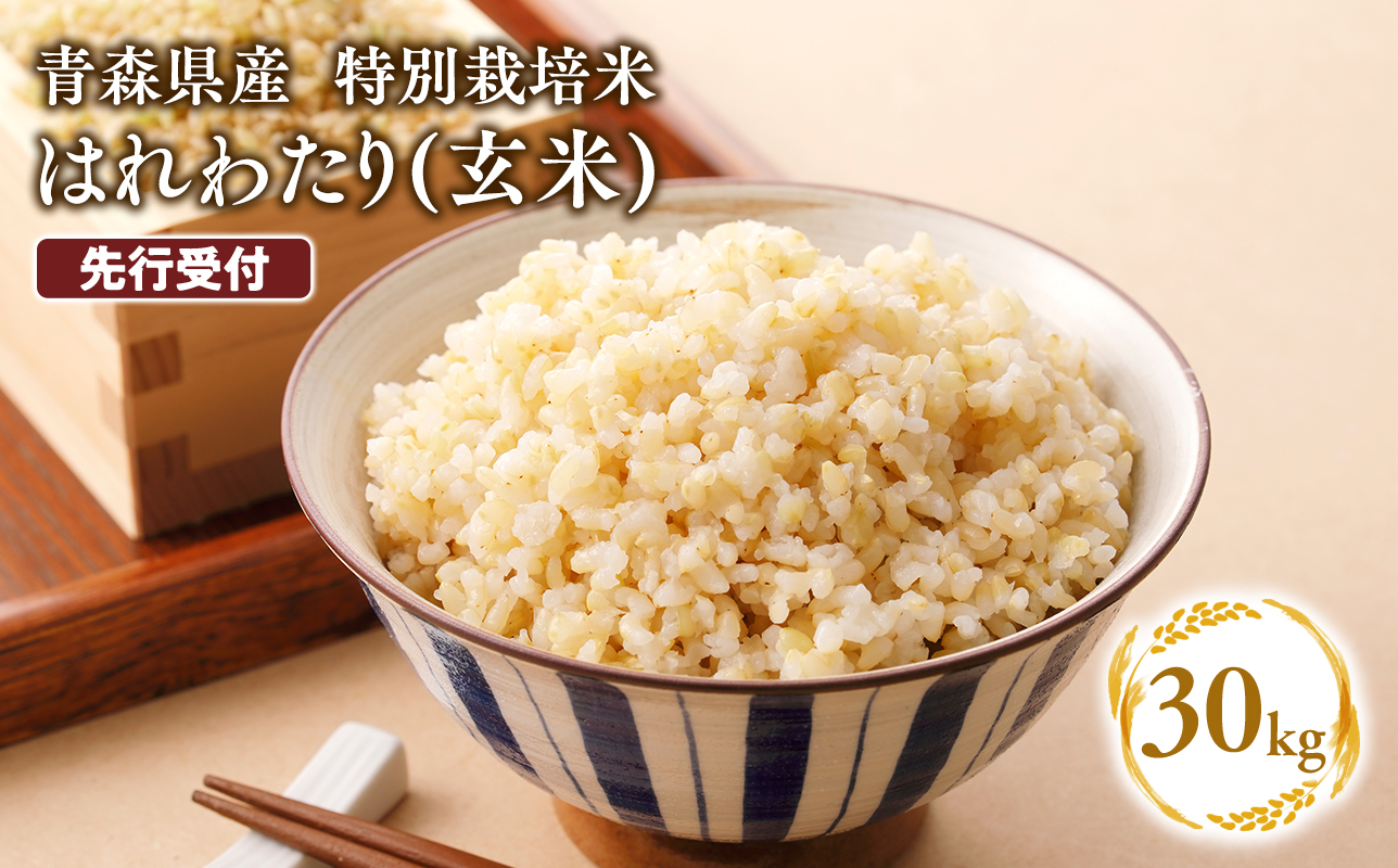 【寄附金額を見直しました】≪令和8年産 先行予約≫12月上旬よりお届け! 　特別栽培米 はれわたり玄米30kg(10㎏×3袋)【青森県 平川市】先行予約 米 お米 玄米 青森県産 産地直送 おにぎり 朝ご飯 冷めてもおいしい ご飯  コメ こめ 白米 ごはん ブランド米 特A 特A米 お取り寄せ グルメ