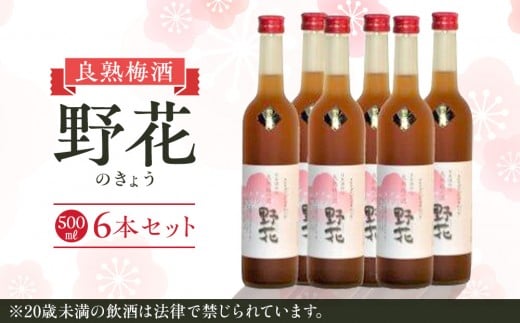 梅酒 野花（のきょう）6本セット 【お酒 梅酒 梅 野花梅 日本酒 梅津酒造 酒 アルコール 飲み比べ セット 鳥取県 北栄町 おすすめ 人気】