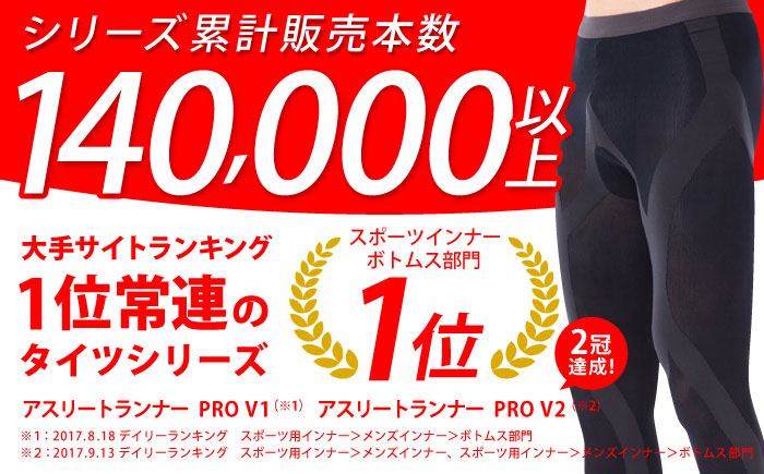 【LLサイズ】Runtageスポーツタイツ アスリートランナーPRO version2 十分丈＜ブラック＞【イイダ靴下株式会社】 [HBB030]