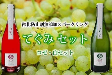 【丹波ワイン】 スパークリングワイン「 てぐみ 」ロゼ・白セット【 丹波ワイン お酒 ワイン スパークリングワイン 無添加 】　   [015SA002]