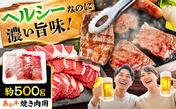 熊本あか牛 焼肉用カット(バラ ロース) 約500g / 熊本県 あか牛 あかうし 和牛 焼肉 ロース バラ 牛肉 お肉 褐毛和種 冷凍 国産【五右衛門フーズ】 [BHCY045]