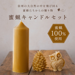 【信州産蜜蝋100％】蜜蝋キャンドルセット | キャンドル きゃんどる 蝋 蝋燭 ロウソク ハンドメイド インテリア フクロウ 鉛筆 松ぼっくり 長野県 松本市