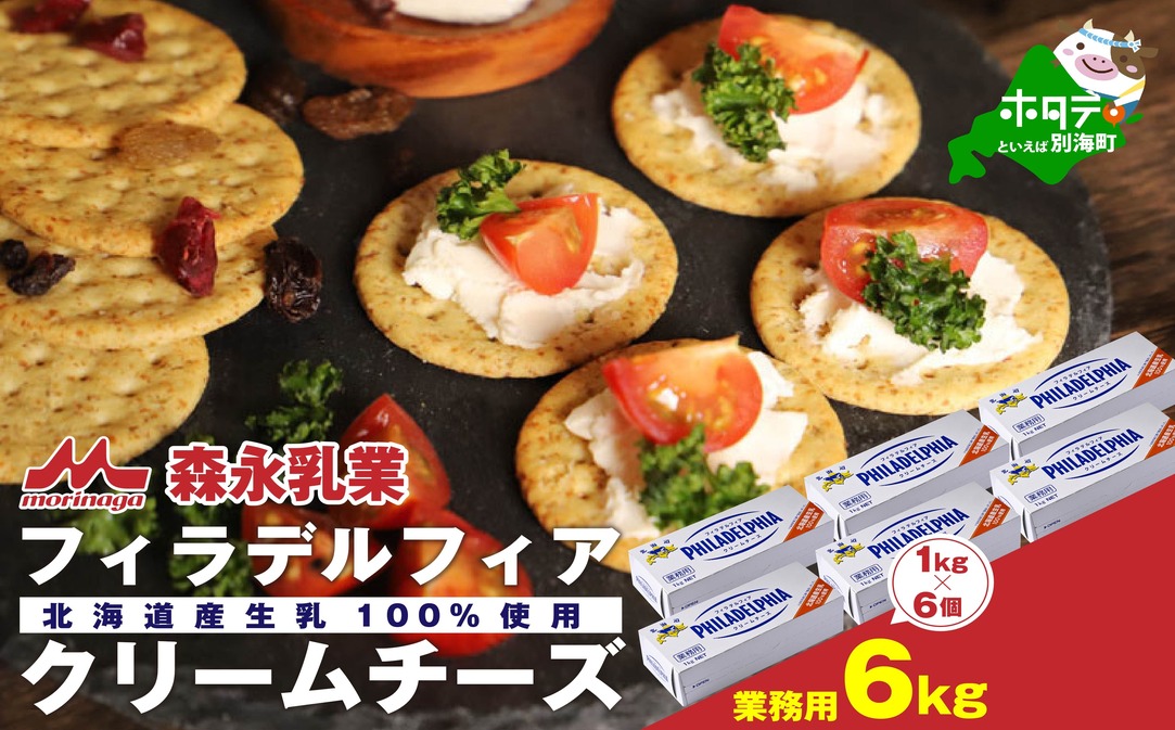 【森永乳業】業務用！フィラデルフィア　クリームチーズ　６ｋｇ （１ｋｇ×６箱）【TY0000006】