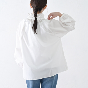 【THE INDUSTRY WORKS】リボンフリルネックブラウス（オフ）・1着　TIW-W037（66-26-WH） レディース ブラウス