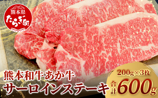 熊本県産 あか牛 【 サーロイン ステーキ 200g×3枚 計600g 】  本場 熊本 あか牛 牛肉 サーロイン ステーキ 和牛 肉 赤身 褐毛和種 046-0659