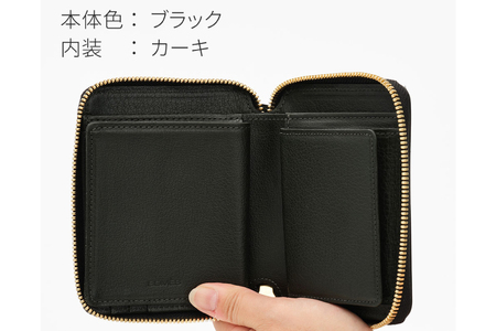 SOMES ラウンド 二つ折り 財布 (ブラック) WF-17