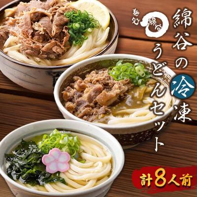 ふるさと納税 丸亀市 冷凍 讃岐うどん 3種 食べ比べセット 8人前 肉ぶっかけ 肉カレー かけうどん 綿谷