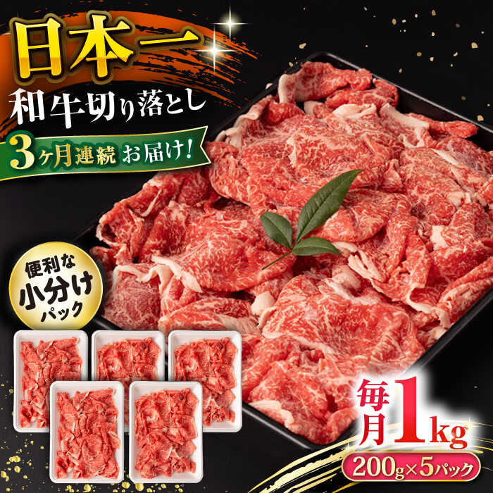 【ふるさと納税】【3回定期便】長崎和牛 切り落とし 1kg/月（総計3kg） / 牛肉 切り落とし 切りおとし きりおとし すき焼き 小分け / 大村市 / おおむら夢ファームシュシュ[ACAA230]