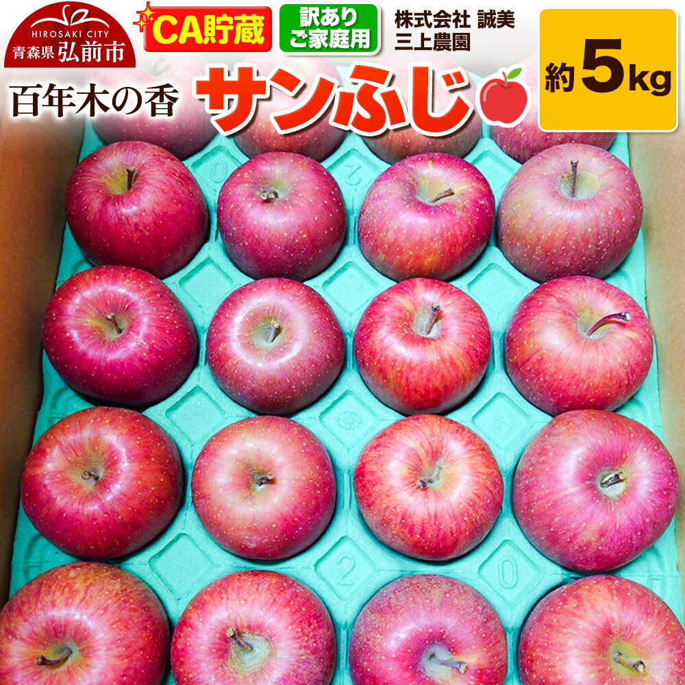 【ふるさと納税】【26年4月発送】りんご 【CA貯蔵】【訳あり】家庭用 百年木の香 三上農園 サンふじ 約5kg (14〜20玉程度)【先行受付】 青森 果物 フルーツ 林檎 リンゴ くだもの 不揃い 規格外 予約