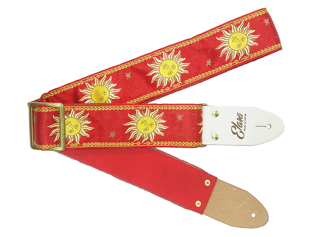 【ふるさと納税】【ギターストラップ】Elara Straps Sun Dance Red(White) 郡上市 レザー 真鍮バックル ウルトラスエード プロ仕様 エレキ アコギ ベース Ksound 小林楽器店