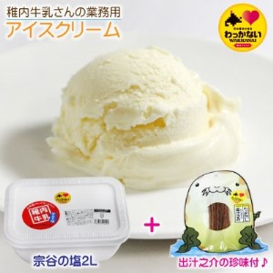 【 業務用 】 稚内牛乳 アイスクリーム 宗谷の塩 (2L) と 出汁之介 ホッケ燻製スティック【配送不可地域：離島】【1308059】