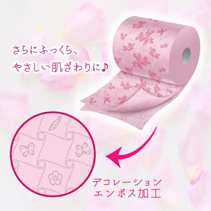 花束フラワープリントローズの香り 18ロール(25m)ダブルケース6パック入り_雑貨・日用品 トイレットペーパー 日用品 _【KN-041-001】