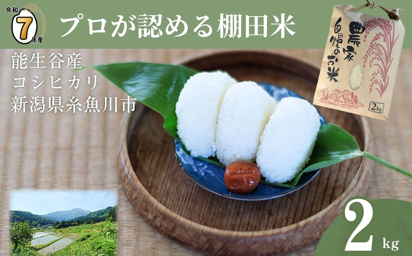 
            【選べる発送時期】令和7年産 新潟県能生谷産コシヒカリ 2kg プロも認める棚田米 農家直送 2025年産 JATs有限会社【新潟県 糸魚川市 米 お米 こめ コメ ご飯 ライス ふるさと納税米 ブランド米 おすすめ ギフト 2キロ 精米 白米 人気 食品 選べる配送月】
          