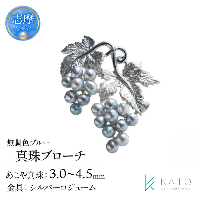 【ふるさと納税】 真珠 ブローチ パール 3mm 以上 4.5mm 未満 シルバー アクセサリー アコヤ真珠 ジュエリー ケース / あこや無調色ブルー真珠ブローチ
