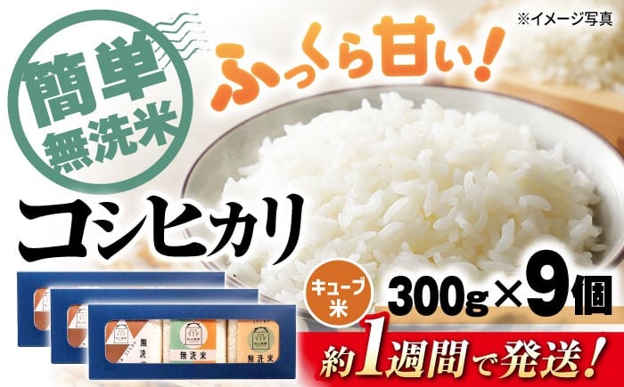 
                  【スピード発送】【令和7年産】無洗米 コシヒカリ キューブ 2合[300g×9個] 長浜市/阿辻農園[AQAW010] コシヒカリ こしひかり 無洗米 真空パック 米 お米 小分け 魚のゆりかご水田 長浜市産 こめ 玄米 白米 精米 お米  食品 ふるさと納税 国産 炊きたて 米ギフト ブランド米  食卓 美味しい 人気 ごはん ご飯 おにぎり 炊き込みご飯 おすすめ プレゼント 贈答
                