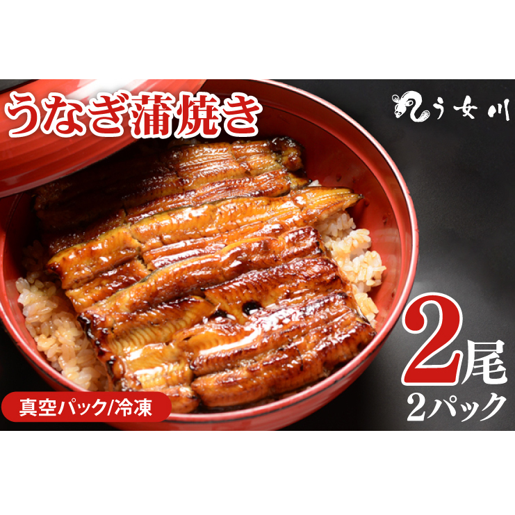 【う女川】うなぎ 蒲焼 かば焼き 2尾(2パック）【鰻 ウナギ 土用丑の日 土用 丑の日 かば焼き 蒲焼き 白焼 たれ焼き】（IX-1）