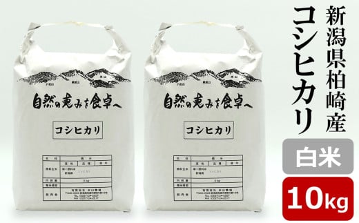 【令和6年産米】コシヒカリ 白米 10kg（5kg×2袋） 新潟県柏崎産[Y0527]
