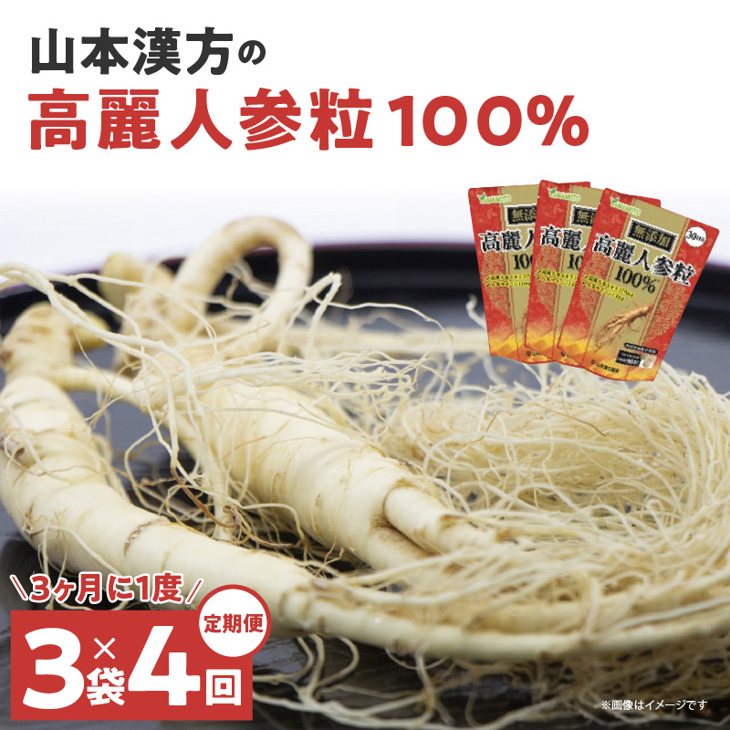 ＜3ヶ月に1度,4回送付 定期便＞山本漢方の無添加高麗人参粒