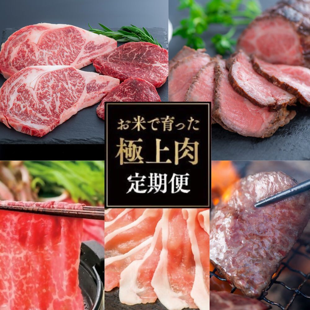 【ふるさと納税】お米で育った肉のバラエティ定期便（毎月発送・計5回） 牛肉 国産 焼肉 おすすめ 食べ比べ 大分県 豊後高田市 限定 牛 しゃぶしゃぶ ステーキ ローストビーフ 送料無料 九州 食品 返礼品 トモサンカク ロース イチボ モモ