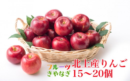 【北上産】 果汁たっぷり サンふじ りんご 15～20個 国産 岩手 リンゴ 林檎 アップル 旬 果物 フルーツ 岩手県 北上市 C0097 fruit おやつ 採れたて フレッシュ ジューシー 贈答 プレゼント 八百屋 青果 フルーツきやなぎ