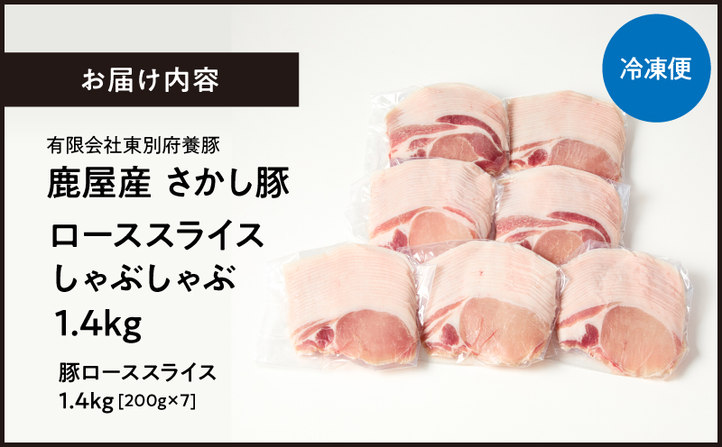 2044 鹿屋産豚肉 ローススライスしゃぶしゃぶ 1.4kg　KN079-005