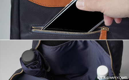 2WAYリュック＜ネイビーキャメル＞　【12203-0407-2】