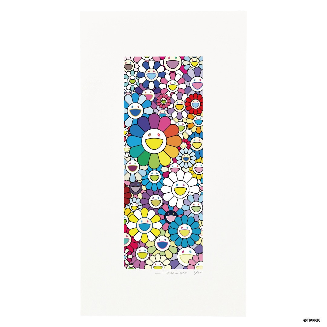 【ふるさと納税限定セット】版画「お花の短冊 レインボー」シリアルNo.入り限定カード付き［ 京都 村上隆 カイカイキキ アーティスト 大人気 レア トレカ カード おしゃれ かわいい アート 現代美術 人気 おすすめ 通販 送料無料 ふるさと納税 ］ 261009_KA037