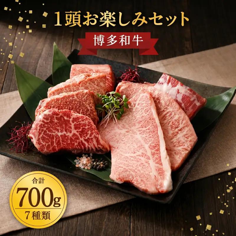 柳川産 博多和牛 1頭 お楽しみ セット 計700g 7種類×100g