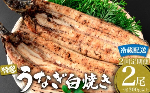 ＜定期便2回＞ うなぎ白焼き 計800g (200g×2尾×2回) ／ うなぎ 鰻 ウナギ 蒲焼 蒲焼き 土用 丑の日 特選 肉厚 たれ 国産 ふるさと 鰻丼 鰻重 うな重 うなぎたれ ギフト 贈り物 佐賀 佐賀県 冷蔵